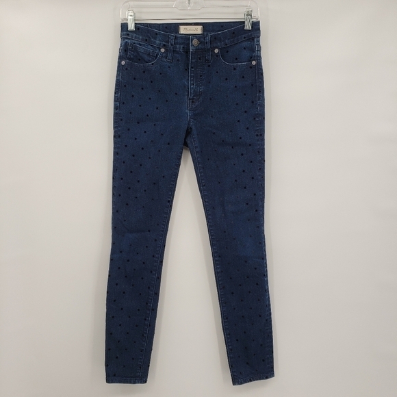 Madewell 9" Mid-Rise Skinny Jeans: Flocked Dots Edition - Picture 5 of 15